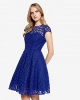 Ted Baker NATALYA Embroidered floral dress blue. flower embroidery / occasion fit and flare dresses