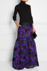 ERDEM Ribbed wool-blend and fil coupé organza gown ~ occasion gowns ~ designer evening fashion ~ floral printed