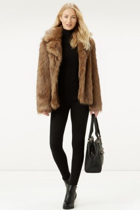 OASIS faux fox fur coat brown – glamorous style coats – warm winter jackets – stylish fashin - flipped