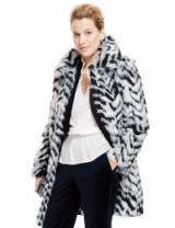 Glam it up!…M&S COLLECTION Faux Fur Chevron Overcoat in black & white. Winter coats / glamorous outerwear / warm fashion / stylish & cosy / Marks and Spencer