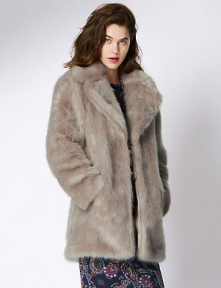 M&S PER UNA Mink Faux Fur Long Sleeve Overcoat. Winter coats / glamorous outerwear / warm jackets / Marks and Spencer - flipped