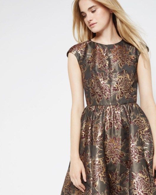 Ted Baker LAUREY Floral jacquard dress. flower prints / occasion fit and flare dresses - flipped
