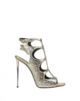 GIUSEPPE ZANOTTI silver strappy sequin sandals – party shoes – sparkly high heels – going out glamour – ankle strap