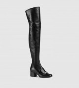 GUCCI black leather over-the-knee horsebit boot