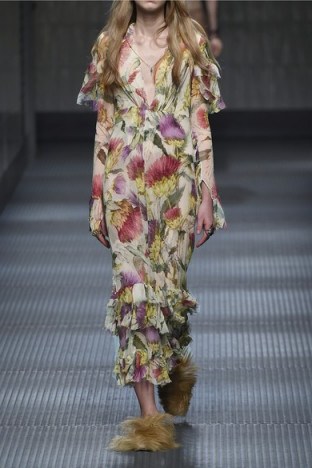GUCCI floral printed silk-chiffon dress with tiered ruffles - flipped