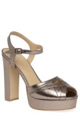 WAREHOUSE Metallic 70s platform sandal. 70’s style platforms / going out shoes / evening footwear / party high heels / chunky heel