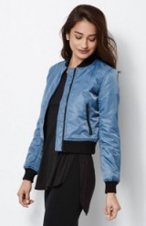 Kendall & Kylie Nylon Bomber Jacket in blue. Casual jackets | weekend style | fashion