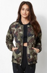 Kendall & Kylie quilted longline bomber jacket in camouflage. Casual jackets | weekend style fashion