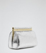 Reiss Kyla silver cracked leather clutch bag ~ glam up your look ~ glamorous bags ~ metallic accessories