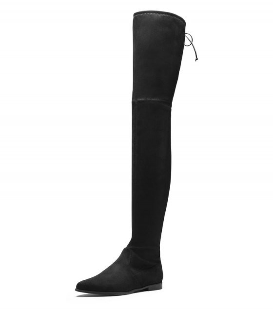 Stuart Weitzman Leggylady Boots in noir – as worn by Gigi Hadid out in New York, 12 November 2015. Black thigh high boots| celebrity fashion | star style footwear | what celebrities wear - flipped
