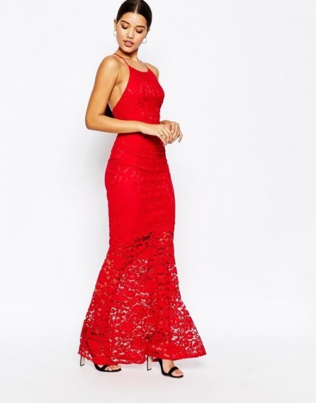 Lipsy red lace cami strap maxi dress ~ long occasion dresses ~ glamorous evening fashion ~ glam party wear - flipped