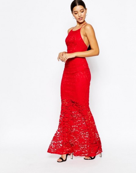 Lipsy red lace cami strap maxi dress ~ long occasion dresses ...