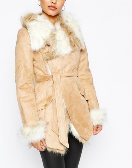 Lipsy Coat With Faux Fur Trim And Lining. Luxe looks ~ luxury style ~ winter coats ~ fur collar - flipped