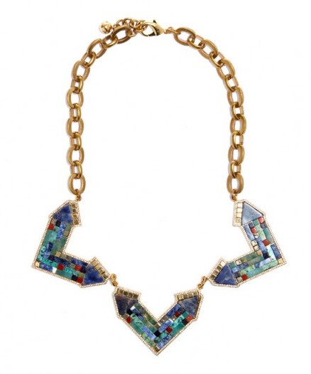 Lulu Frost gold tone Petra Statement necklace – bold jewellery – semi-precious stone necklaces - flipped