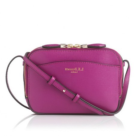 L.K. Bennett Mariel Purple Saffiano Crossbody Bag ~ weekend bags ~ small shoulder bags ~ shopping handbags ~ perfect little bag - flipped