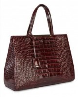 JAEGER – Marylebone Croc-Effect Tote in wine ~ chic leather bags ~ stylish handbags ~ smart accessories ~ dark red