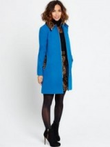 Myleene Klass Animal Collar Coat blue – animal print coats – chic style