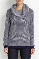 Wallis navy and ivory jumper. Winter fashion / warm tops / cowl neck jumpers / womens sweaters / knitwear