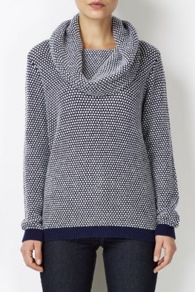 Wallis navy and ivory jumper. Winter fashion / warm tops / cowl neck jumpers / womens sweaters / knitwear - flipped