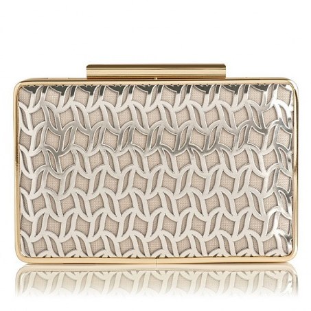 L.K. Bennett Nina Metallic Gold Box Clutch white – champagne ~ party accessories ~ evening bags ~ chic style ~ occasion handbags ~ parties - flipped