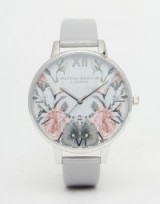 Olivia Burton Enchanted Garden Grey Patent Big Dial Watch. Ladies watches ~ luxe looks ~ luxury style ~ womens accessories ~ floral face