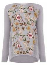OASIS – Opium Lace Wovenfront knit grey ~ floral jumpers ~ flower printed sweaters ~ pretty knitwear