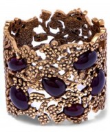 OSCAR DE LA RENTA BURGUNDY CABOCHON STONE FILIGREE CUFF – statement cuffs – designer fashion jewellery – costume jewelry