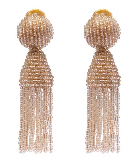 Perfect for cocktails – OSCAR DE LA RENTA CREAM SHORT TASSEL EARRINGS – drop earrings – statement jewellery – occasion accessories