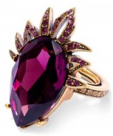 OSCAR DE LA RENTA ULTRAVIOLET SWAROVSKI CRYSTAL TEARDROP RING – statement rings – purple stones – crystals – costume jewelry – designer fashion jewellery