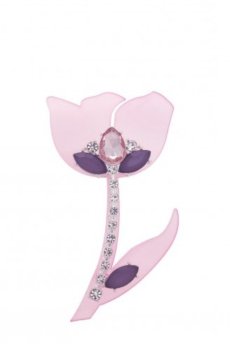 Pink Perspex Flower Brooch from OASIS. Large floral brooches / fashion jewellery - flipped