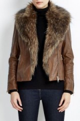 Wallis petite tan glam fur biker jacket. Winter jackets / faux fur collar / warm outerwear