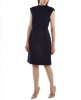 Jaeger.co.uk fitted Ponte Funnel Neck Dress in midnight. Great for a special night out.
