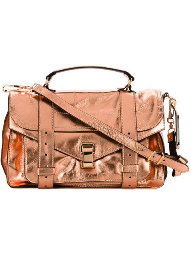 PROENZA SCHOULER medium ‘PS1’ satchel copper tone leather bag. Designer bags / metallic handbags / luxury accessories - flipped