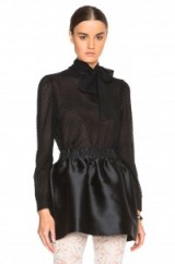 RED VALENTINO LONG SLEEVE NECK TIE TOP black. Womens designer tops | sheer polka dot blouses | pussy bow | chic fashion