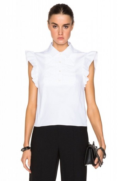 RED VALENTINO RUFFLE TOP white. Ruffled blouses | designer tops - flipped