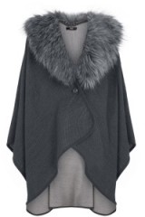 OASIS Reversible Fur Collar Cape grey. Winter fashion / faux fur / glamorous capes / stylish outerwear / chic style