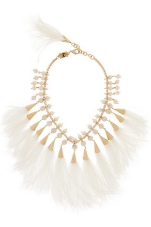 ROSANTICA Faggio gold-tone, feather and pearl necklace ~ large statement necklaces ~ designer jewellery ~ fashion jewelry ~ feathers ~ pearls ~ occasion accessories - flipped
