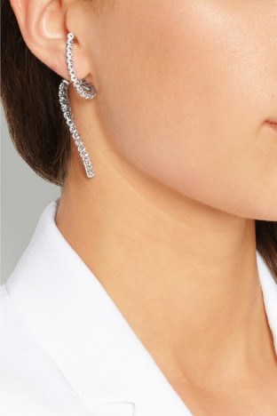RYAN STORER Rhodium-plated Swarovski crystal ear cuff and stud earring ~ jewellery ~ crystals ~ designer fashion jewelry ~ earrings ~ ear cuffs - flipped