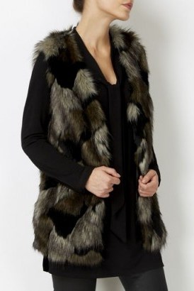 Wallis 70s patchwork gilet. Faux fur gilets / sleeveless jackets / winter fashion - flipped