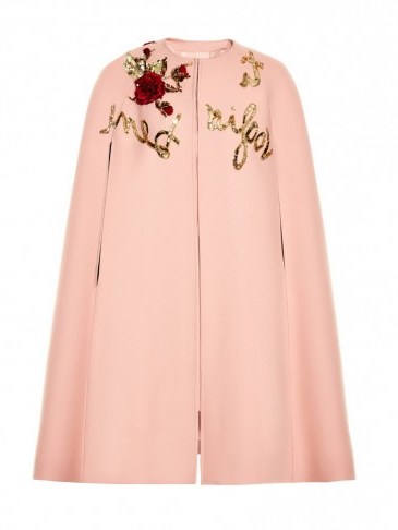 DOLCE & GABBANA Sequin-embellished wool cape ~ pink capes ~ chic style ~ sequins - flipped