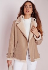 Missguided camel faux shearling pilot jacket. Casual chic / winter jackets / warm fashion / coats & outerwear
