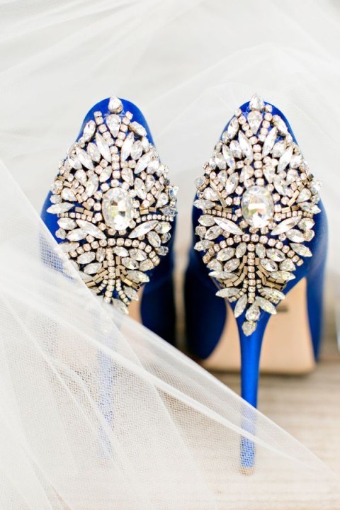 These blue and jewelled Wedding shoes looking amazing! - flipped