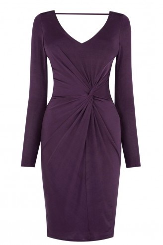 OASIS Slinky Twist Front Dress purple. Party dresses / going out glamour / Christmas parties / Xmas evening wear - flipped