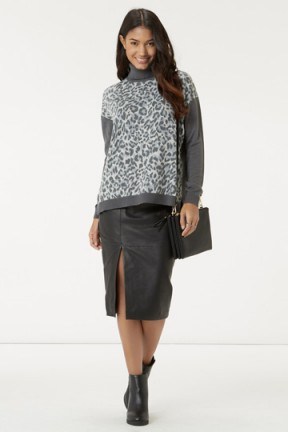 OASIS Smudge Animal Print Knit. Leopard prints / roll neck jumpers / winter fashion / high neck sweaters / knitwear - flipped