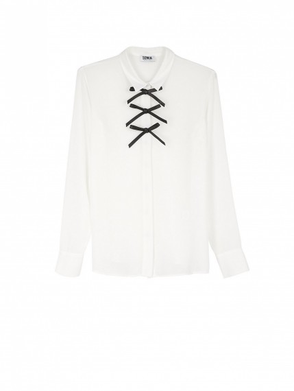 SONIA BY SONIA RYKIEL Bow Detail Blouse in off white – as worn by Sarah Harding at the Bloomberg Tradebook’s charity day in London, 4 November 2015. Celebrity fashion | star style | what celebrities wear | designer blouses | womens smart shirts