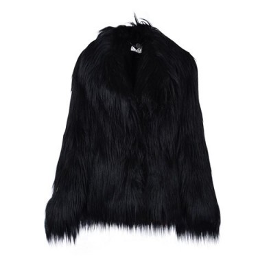 Stella McCartney black fur free fur Dan coat – as worn by Kate Moss for a night out in London, November 2015. Celebrity fashion | fluffy winter coats | designer outerwear | what celebrities wear | star style