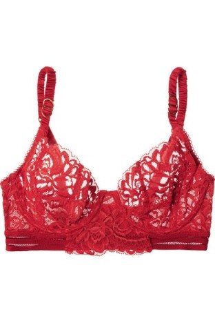 STELLA MCCARTNEY Isabel Floating corded Leavers lace underwired bra ~ designer lingerie ~ luxury red bras ~ feminine underwear - flipped