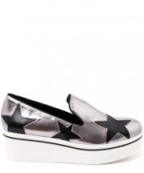 I love these in blue as well as the silver – STELLA MCCARTNEY SILVER-TONE BINX STAR LOAFERS – metallics – platform loafer – designer shoes