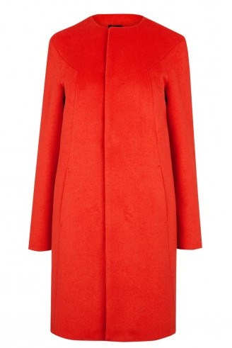 OASIS stephanie collarless coat red – classic style coats – chic look – smart fashion - flipped