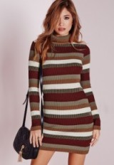 Missguided stripe roll neck dress. Knitted dresses / winter fashion / knitwear / daywear / style / high neck
